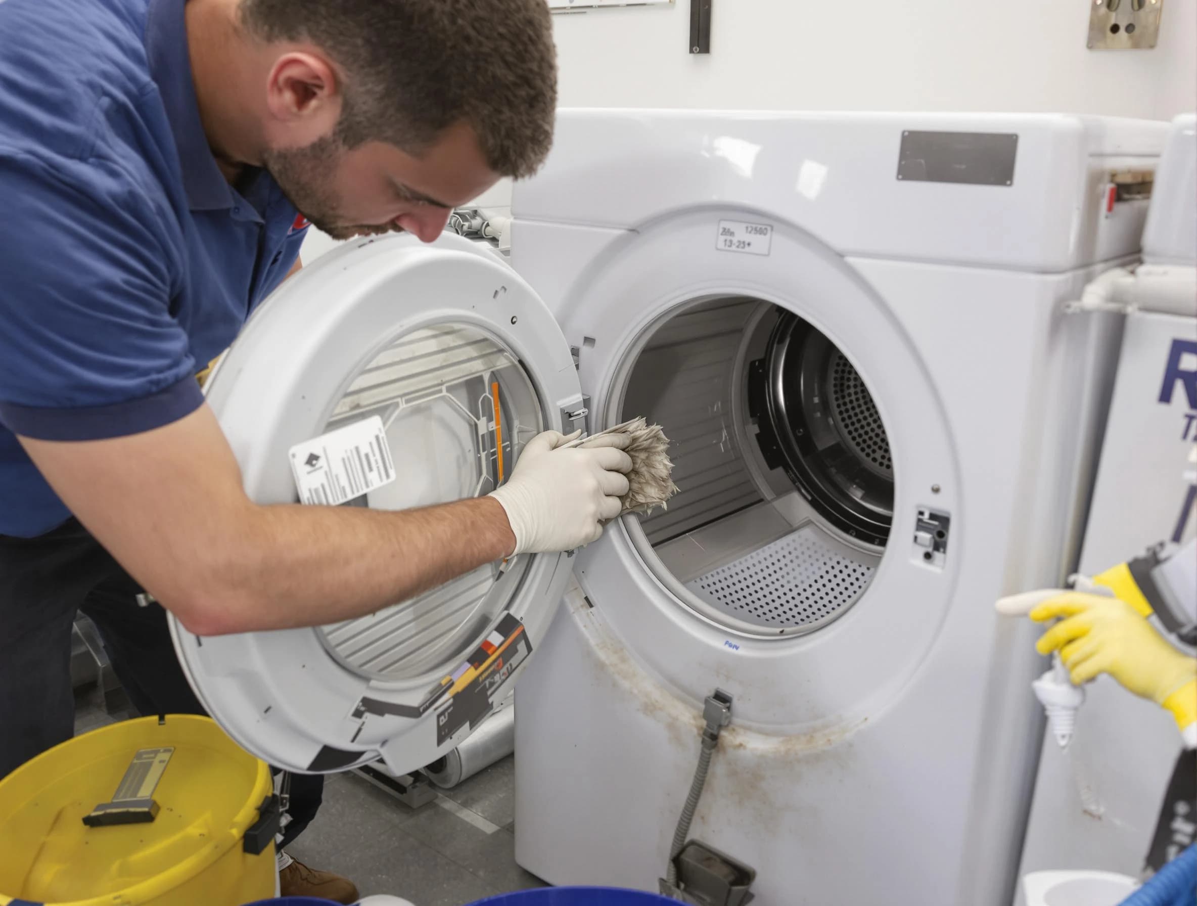Dracut Dryer Vent Cleaning specialist performing detailed lint trap cleaning service in Dracut