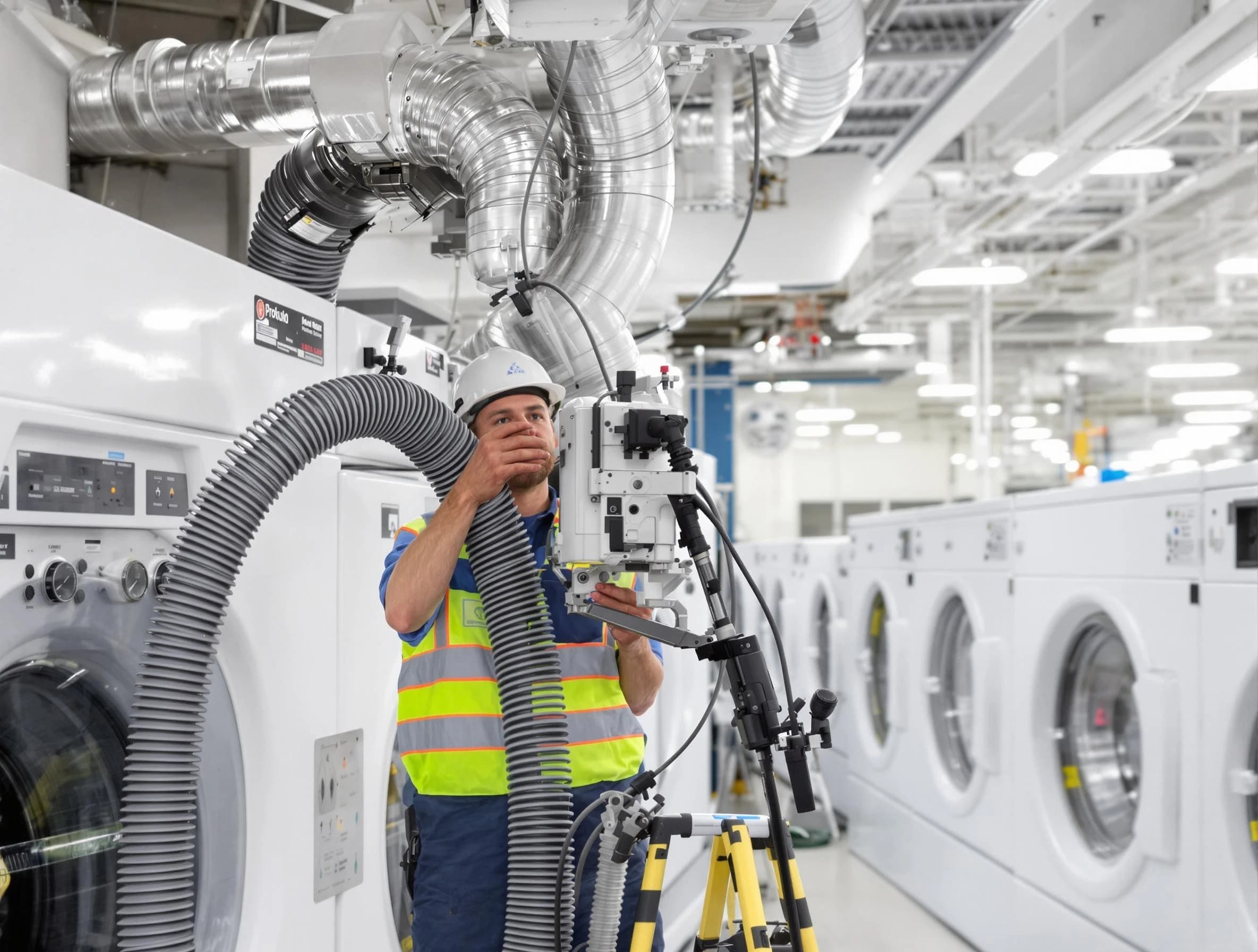 Dracut Dryer Vent Cleaning team performing commercial-grade dryer vent cleaning at a business facility in Dracut