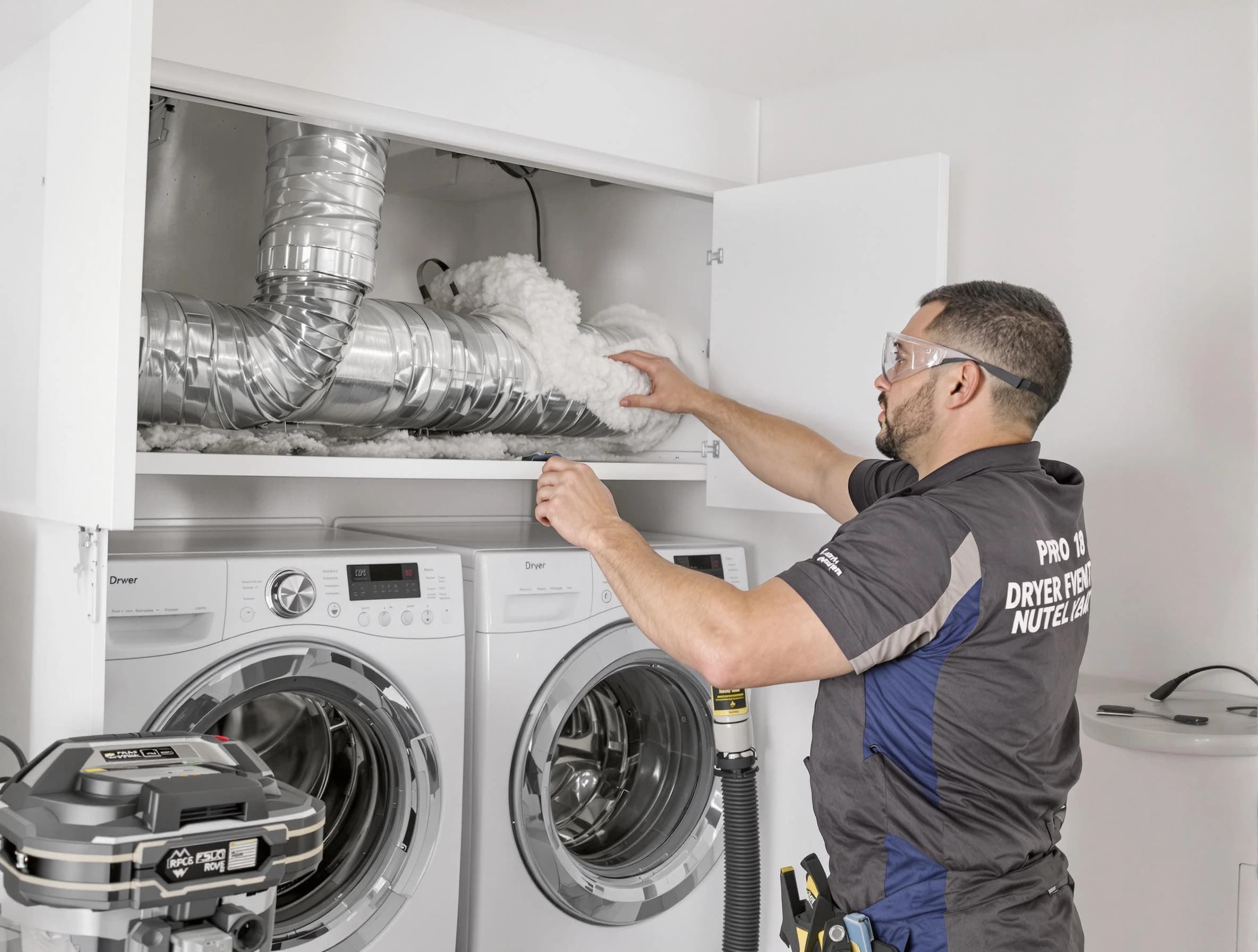 Dracut Dryer Vent Cleaning certified technician performing specialized gas dryer vent cleaning in Dracut