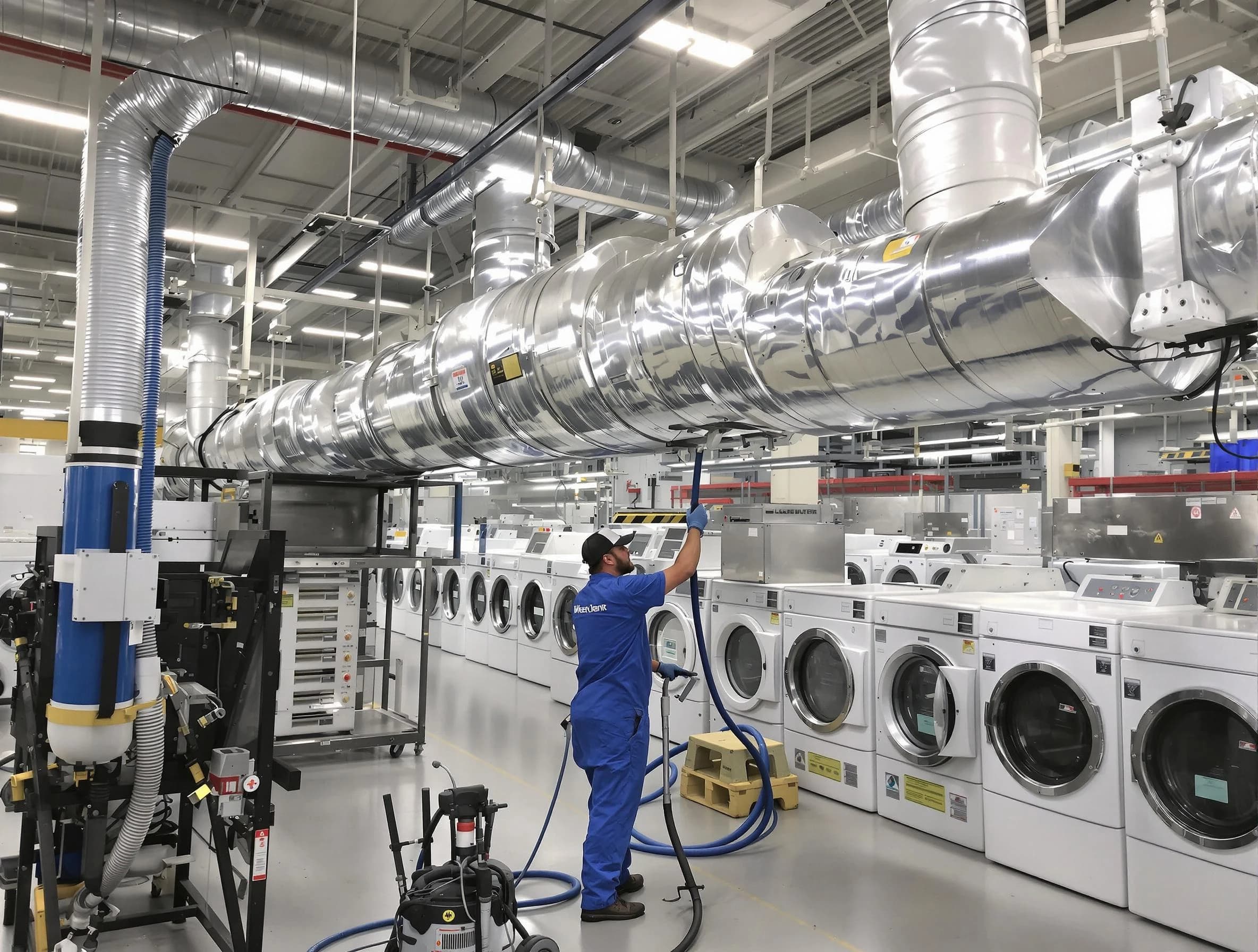 Dracut Dryer Vent Cleaning team performing heavy-duty industrial dryer vent cleaning in Dracut