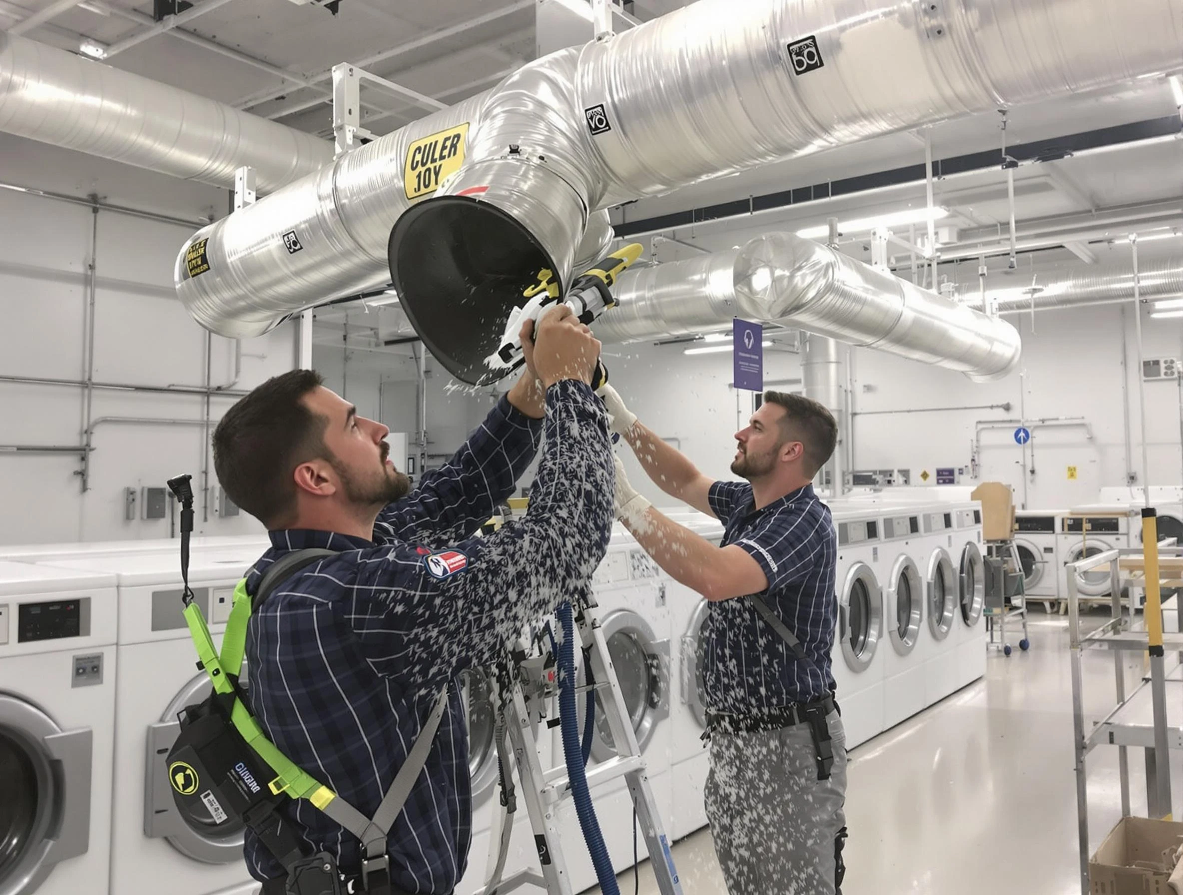 Dracut Dryer Vent Cleaning team performing large-scale commercial dryer vent cleaning in Dracut
